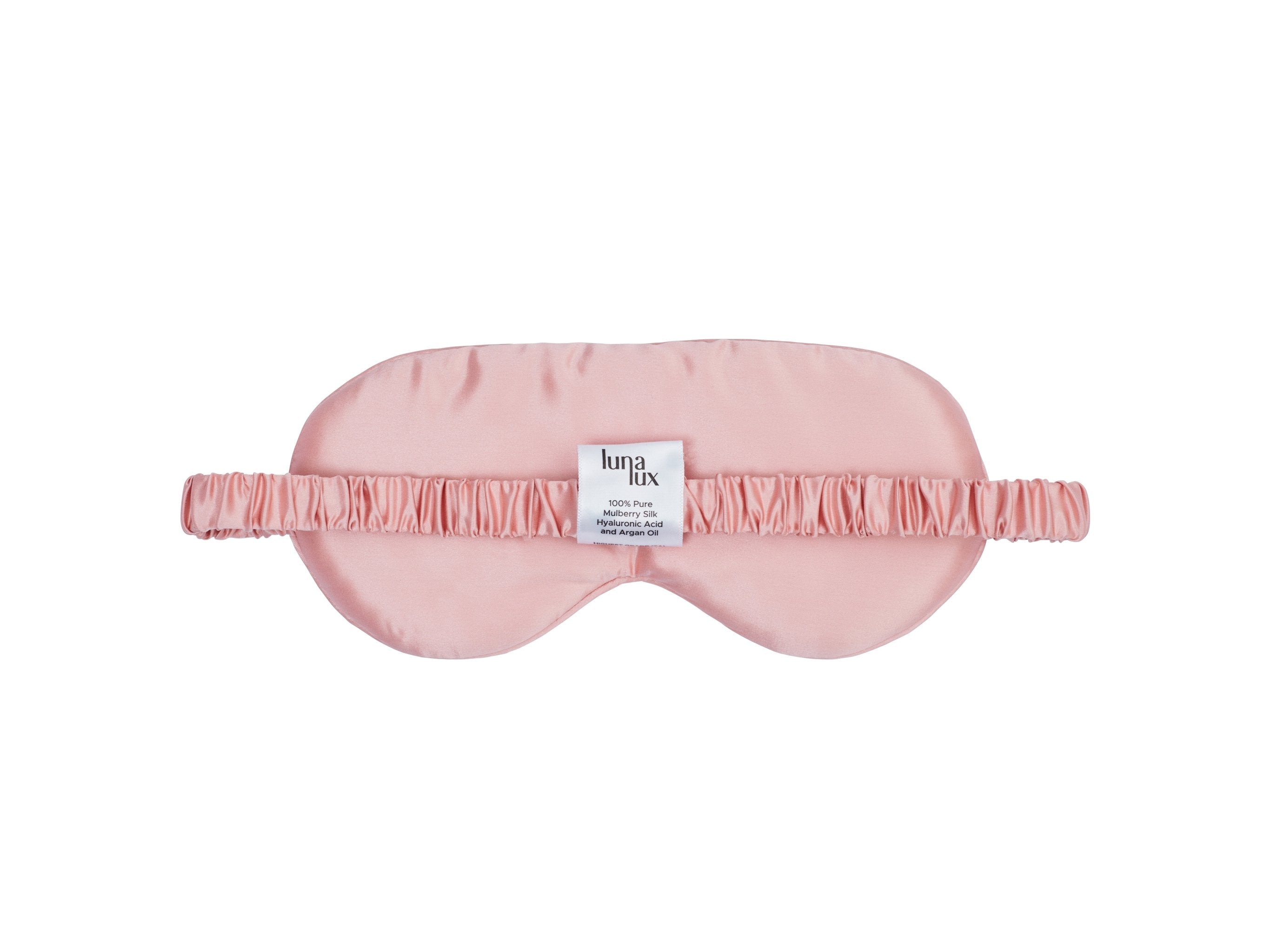 Blush Pink 100% Pure Mulberry Silk Sleep Eye Mask Infused with Hyaluronic Acid and Argan Oil - Lunalux