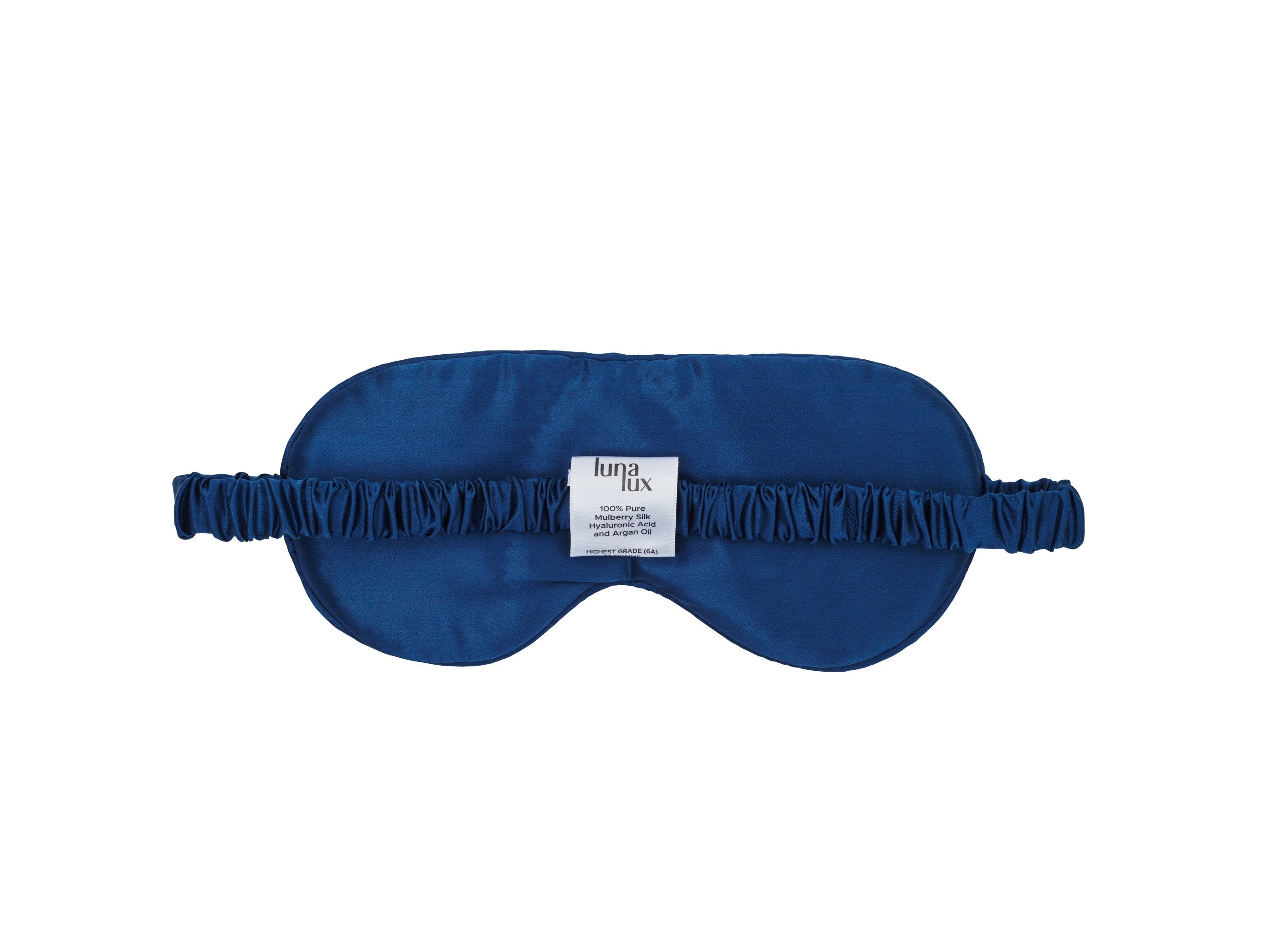 Midnight Blue 100% Pure Mulberry Silk Sleep Eye Mask Infused with Hyaluronic Acid and Argan Oil - Lunalux