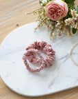 Slim Blush 100% Pure Mulberry Silk Scrunchie Infused with Hyaluronic Acid and Argan Oil - Lunalux