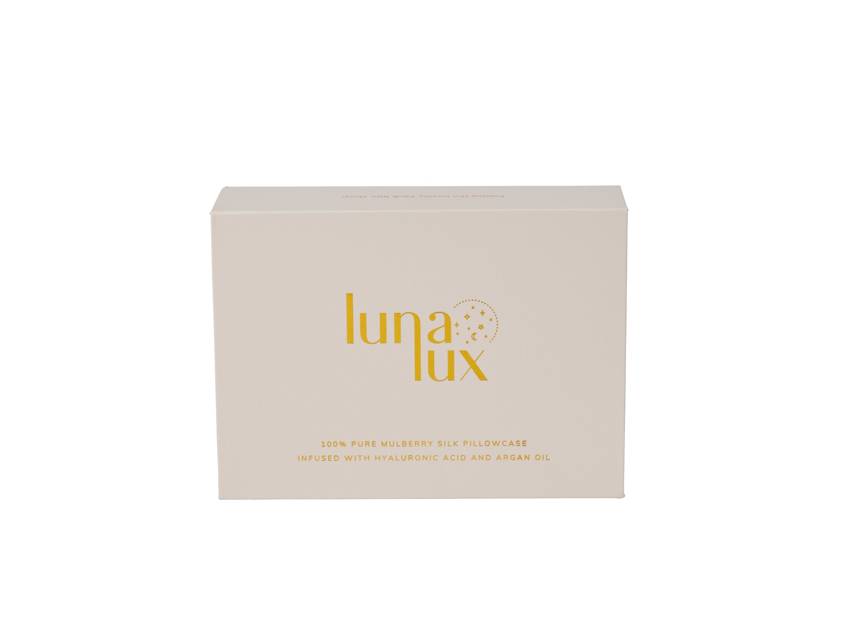 Twin Set Midnight Blue 100% Silk Pillowcase infused with Hyaluronic Acid and Argan Oil. - Lunalux