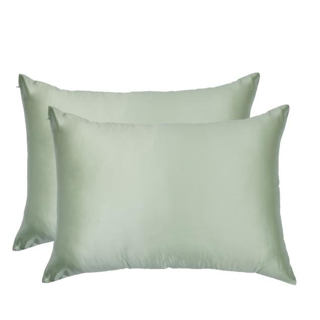 Twin Set Sage Green 100% Silk Pillowcase infused with Hyaluronic Acid and Argan Oil. - Lunalux