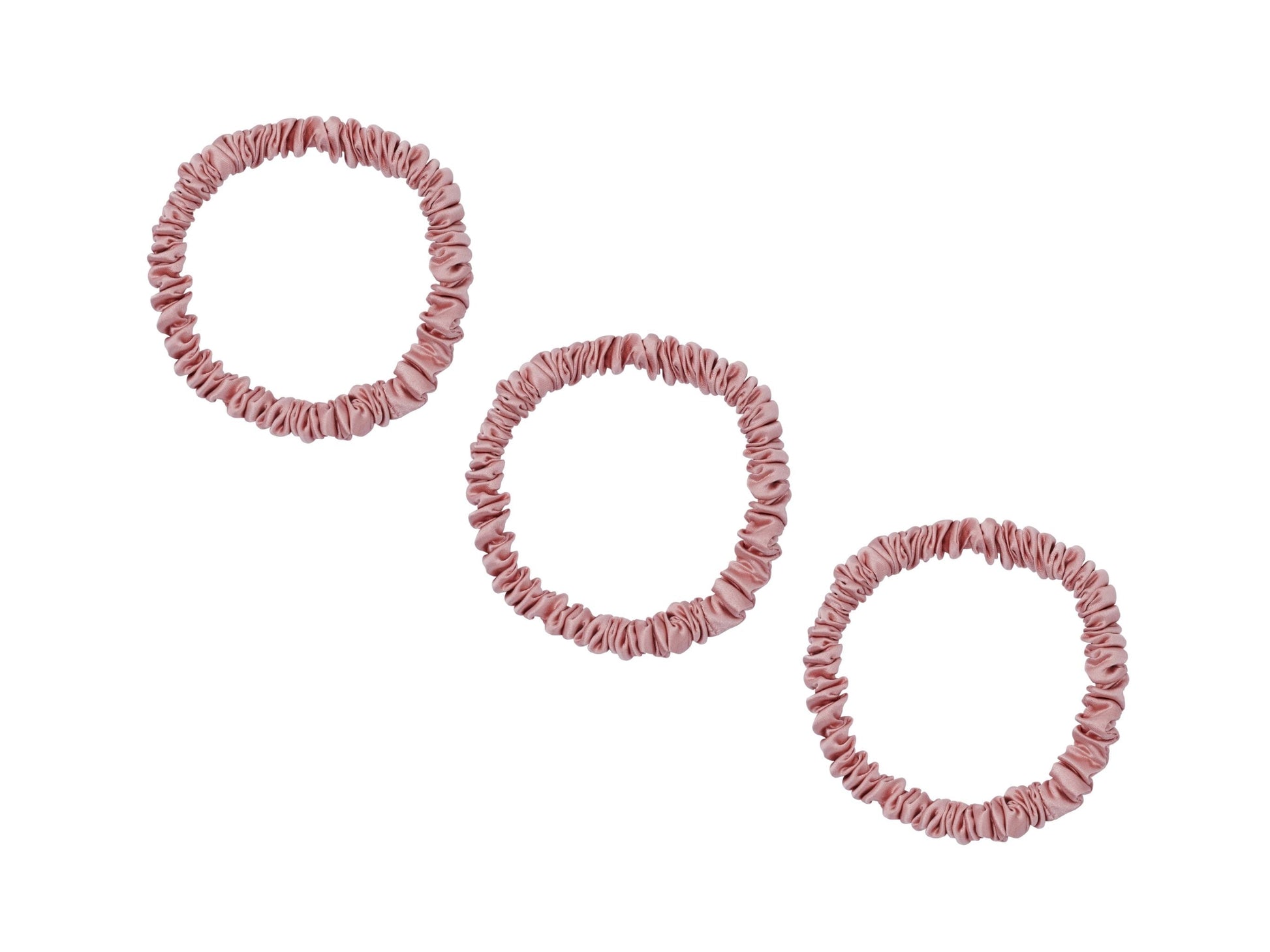 3-Pack Blush Pink Mulberry Silk Scrunchies: Slim, Hyaluronic Acid & Argan Oil Infused - Lunalux