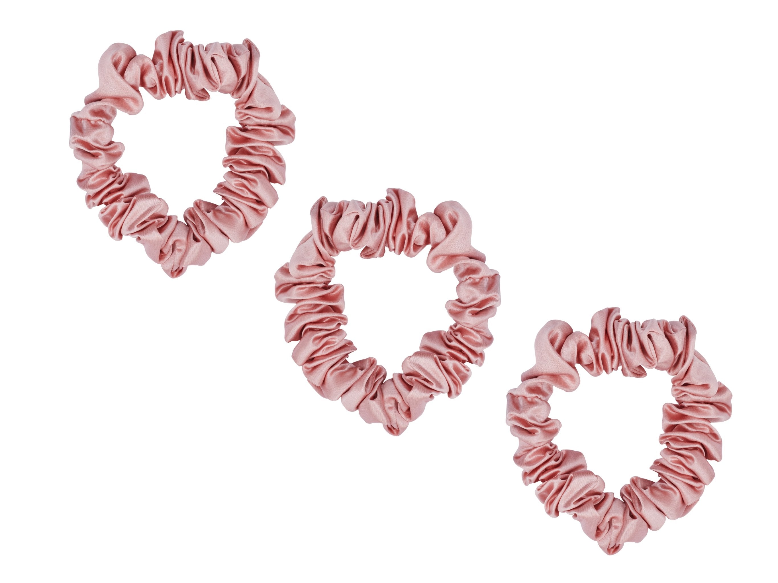 3 Pack Medium Blush Pink 100% Pure Mulberry Silk Scrunchies Infused with Hyaluronic Acid and Argan Oil - Lunalux