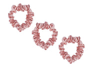 3 Pack Medium Blush Pink 100% Pure Mulberry Silk Scrunchies Infused with Hyaluronic Acid and Argan Oil - Lunalux