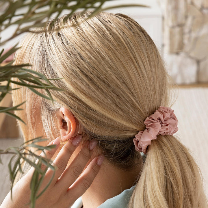 Blush Pink 100% Pure Mulberry Silk Scrunchie Infused with Hyaluronic Acid and Argan Oil - Lunalux