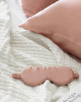 Blush Pink 100% Pure Mulberry Silk Sleep Eye Mask Infused with Hyaluronic Acid and Argan Oil - Lunalux