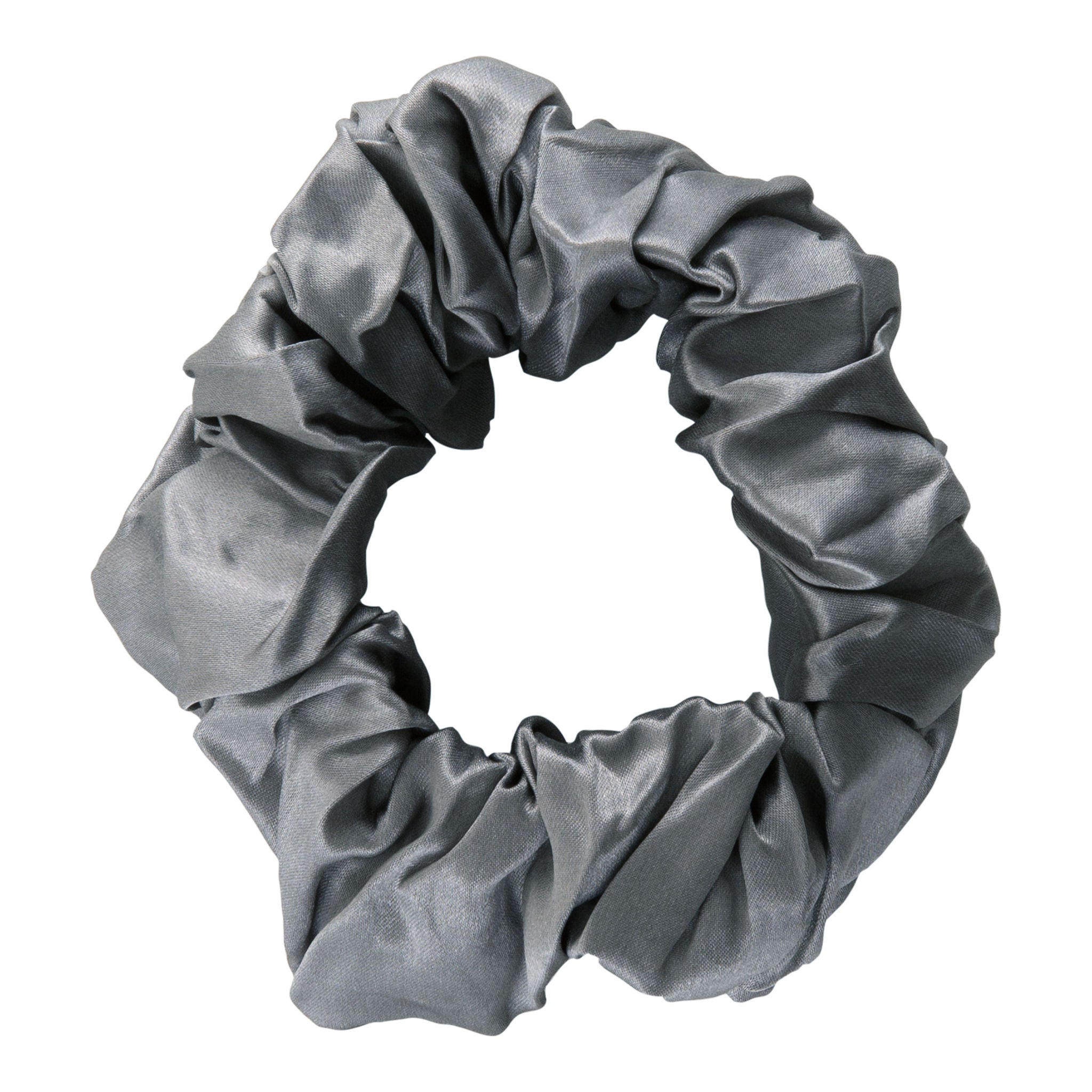 Grey 100% Pure Mulberry Silk Large Scrunchie Infused with Hyaluronic Acid and Argan Oil - Lunalux