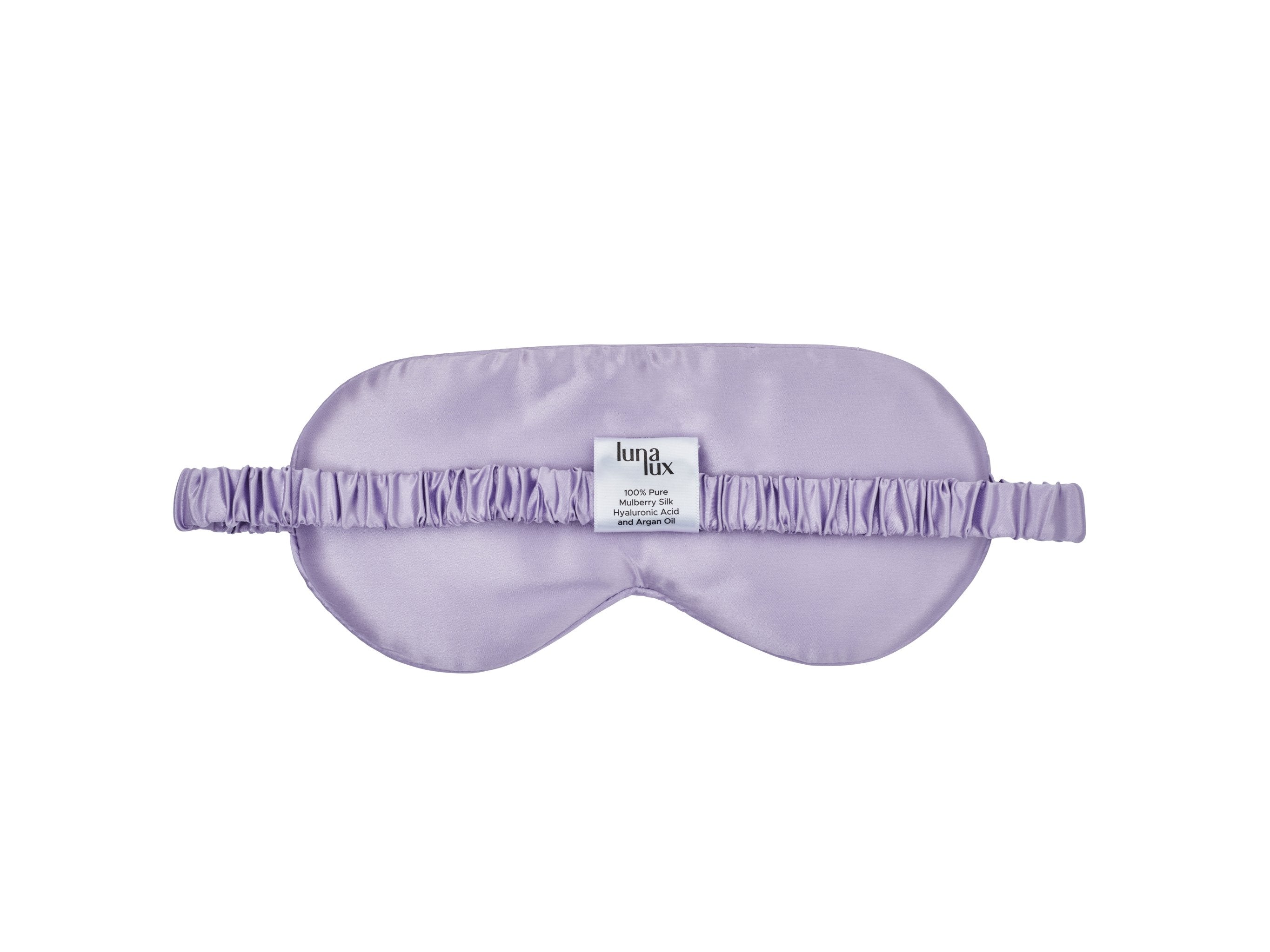 Lilac 100% Pure Mulberry Silk Sleep Eye Mask Infused with Hyaluronic Acid and Argan Oil - Lunalux