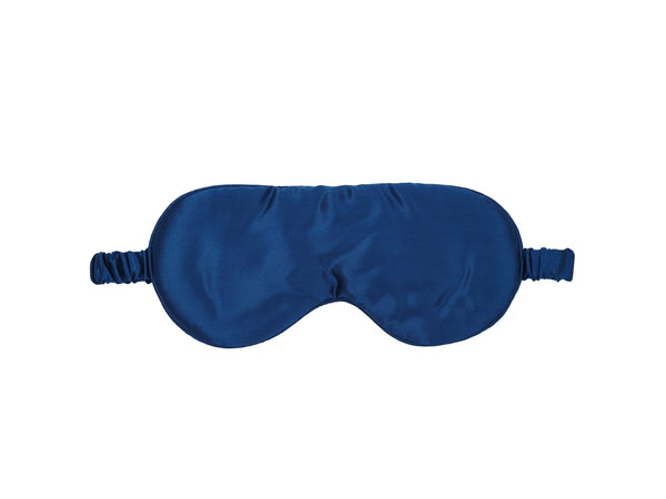 Midnight Blue 100% Pure Mulberry Silk Sleep Eye Mask Infused with Hyaluronic Acid and Argan Oil - Lunalux