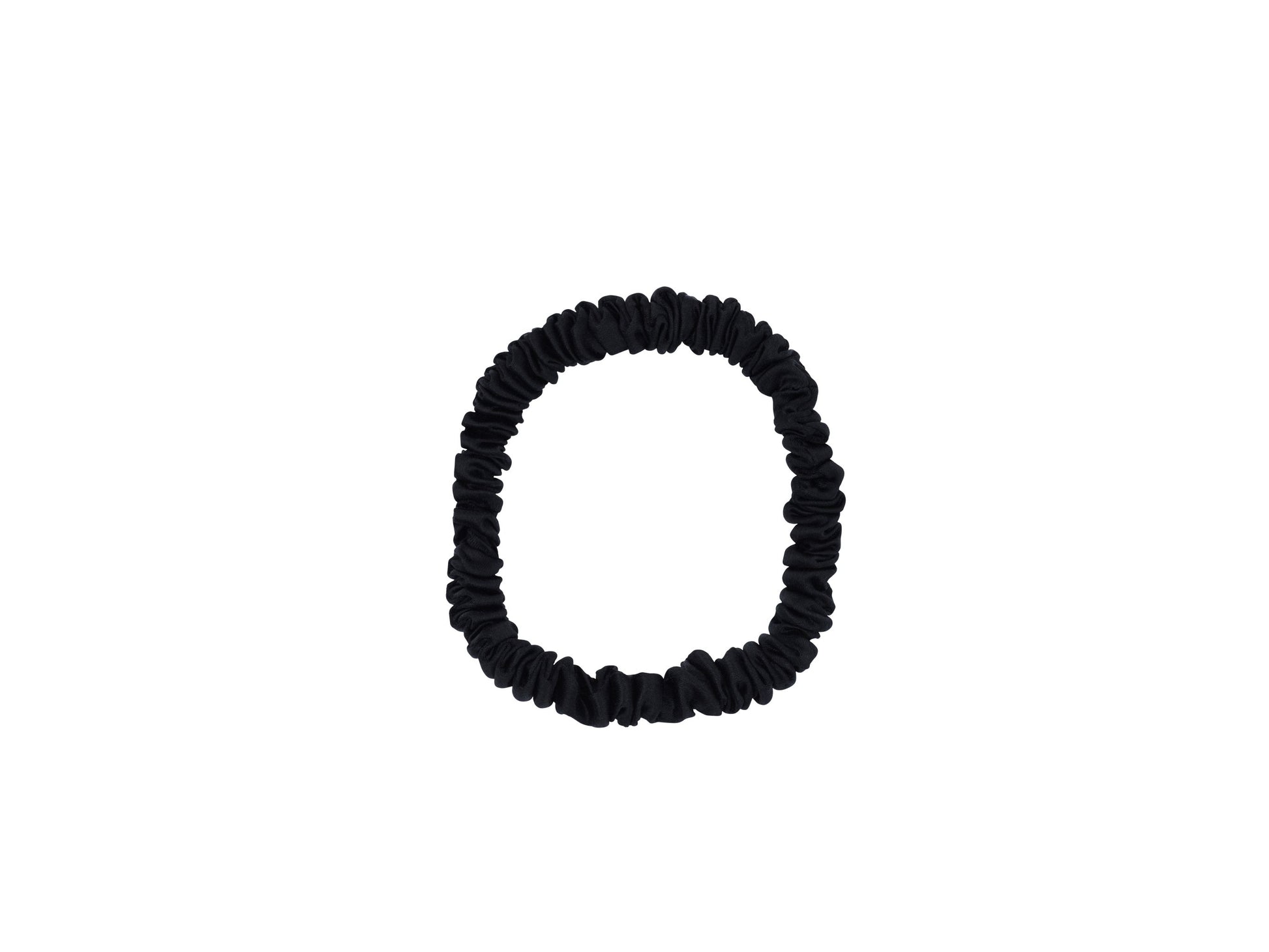Slim Black100% Pure Mulberry Silk Scrunchie Infused with Hyaluronic Acid and Argan Oil - Lunalux