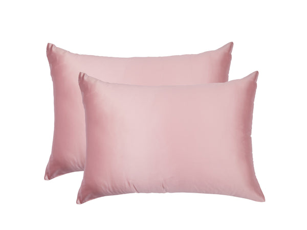 Twin Set Blush Pink 100% Pure Mulberry Silk Pillowcase infused with Hyaluronic Acid and Argan Oil. - Lunalux