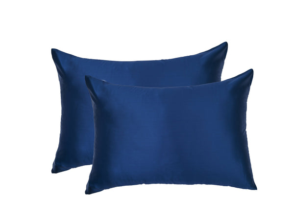 Twin Set Midnight Blue 100% Silk Pillowcase infused with Hyaluronic Acid and Argan Oil. - Lunalux