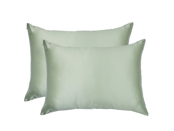 Twin Set Sage Green 100% Silk Pillowcase infused with Hyaluronic Acid and Argan Oil. - Lunalux