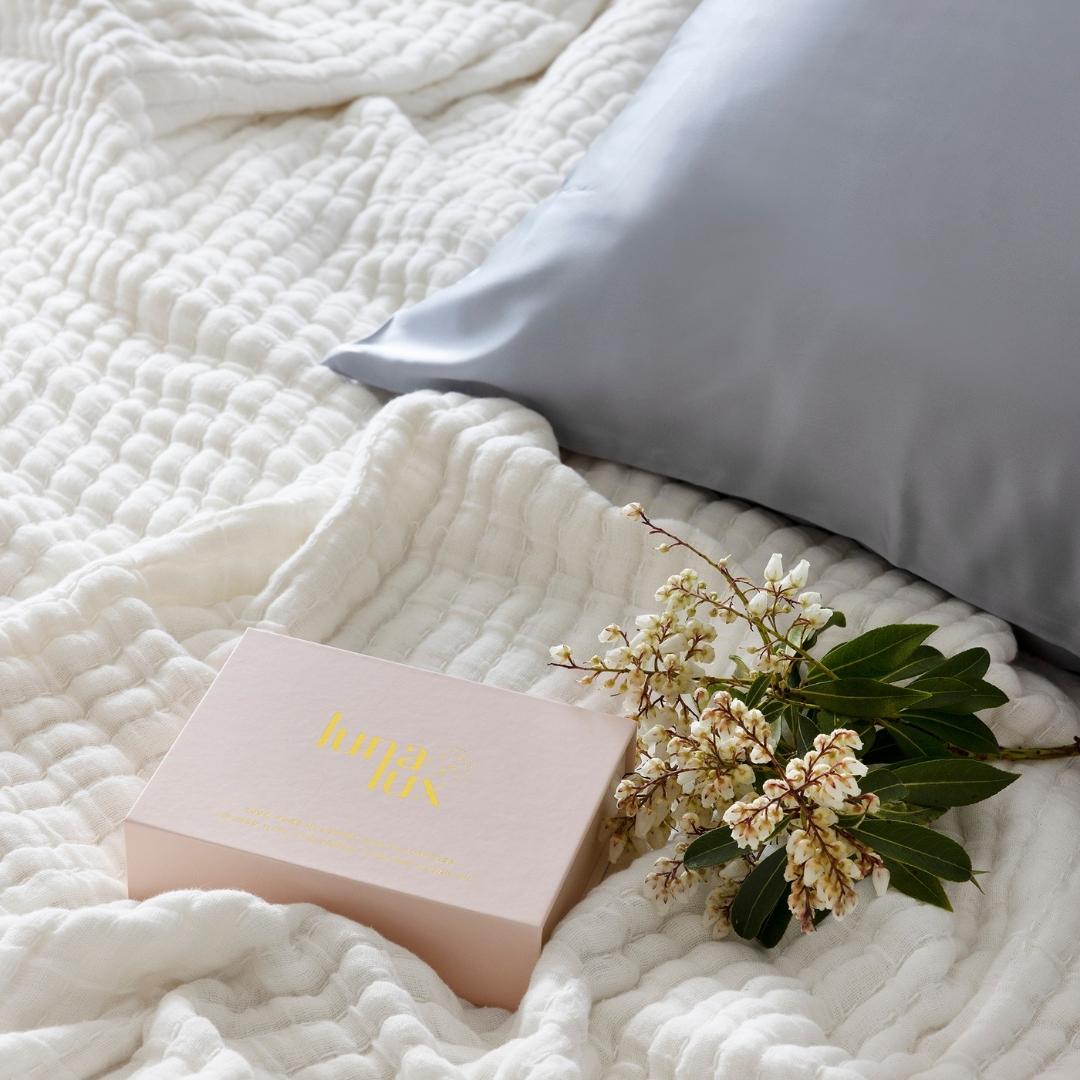 Twin Set Silver 100% Silk Pillowcases infused with Hyaluronic Acid and Argan Oil - Lunalux