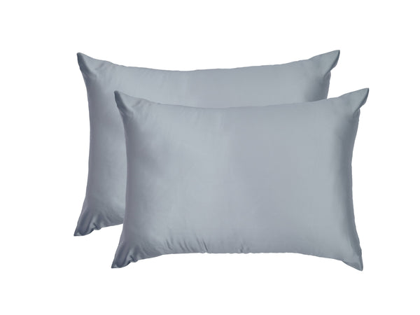 Twin Set Silver 100% Silk Pillowcases infused with Hyaluronic Acid and Argan Oil - Lunalux